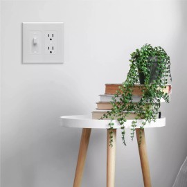 TayMac 2 Gang White Wall Plate Outlet Cover Smooth Finish Easy Installation MASQUE R...