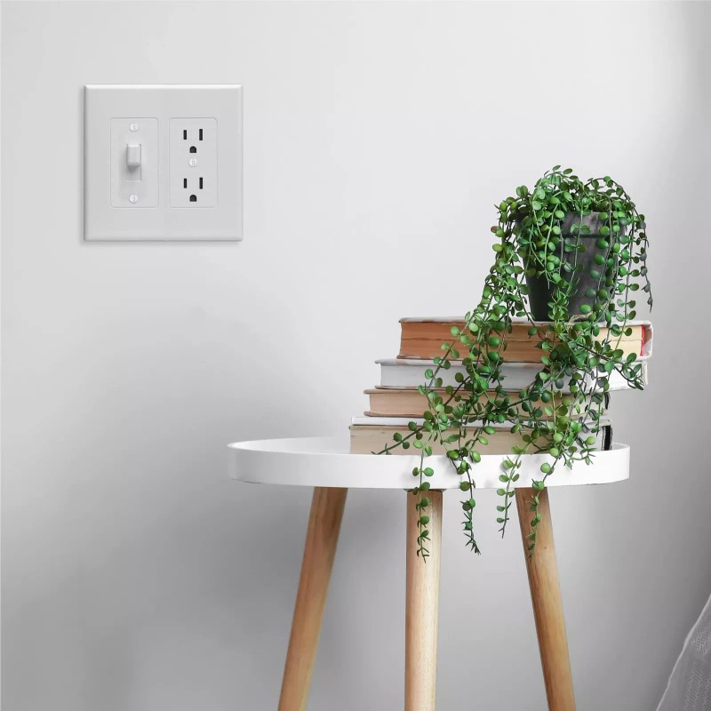 TayMac 2 Gang White Wall Plate Outlet Cover Smooth Finish