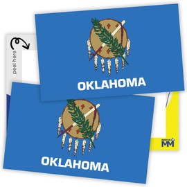 Magnet Me Up Oklahoma Flag Sticker Decal 3x5-2 Pack, Waterproof Vinyl State Pride Collectible, All-Surface State Flag Decals for Car, Laptop, Bumper, Cooler, Window - Oklahoma Gifts, Made in USA