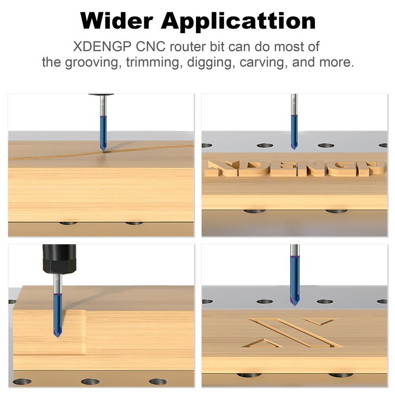 XDENGP 60 Degree V Groove Router Bit, Carbide CNC Chamfer