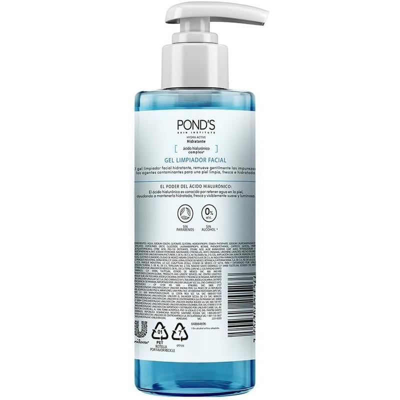 POND'S Limpiador Facial Hydra Active con Ácido Hialurónico 200 mL