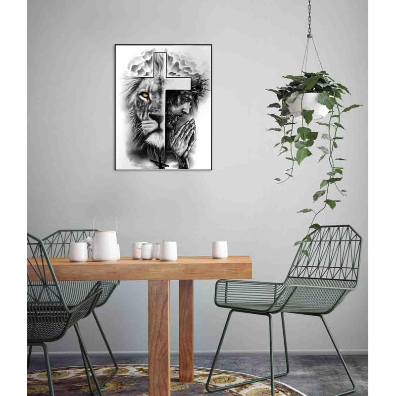 Jesus Christ Cross Stitch Kits for Adults Beginner,Lion Counted Cross