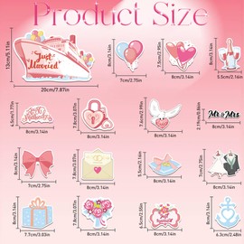 Cruise Door Magnets Decorations, 16PCS Just Married Honnymoon Cruise Magnets for Ship Cabin Door, Cruising Must Haves Magnetic Signs