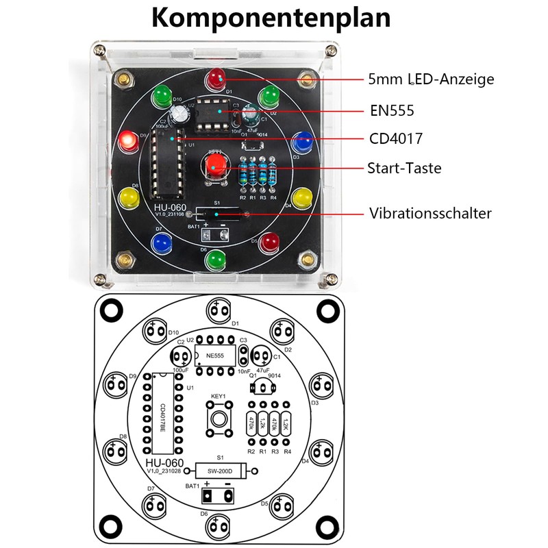 Electronic Lucky Carousel DIY Soldering Kit, Shake Raffle LED Carousel