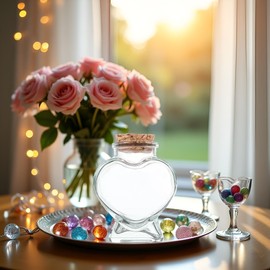 Zhuluck Empty Mini Glass Heart-Shaped Bottles with Cork Stoppers, Decorative Glass Bottles with Cork Lid for DIY Art Crafts Projects Decoration Party Supplies, Decorative Bottles (50ml)