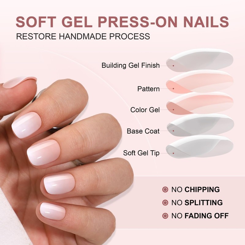 Short Press On Nails, Stick On Nails with Glue in