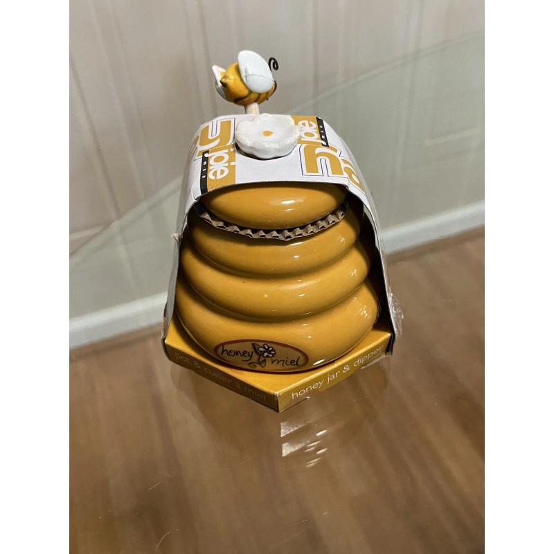 Mini Honey Pot Ceramic Jar And Wood Dipper Joie MSC