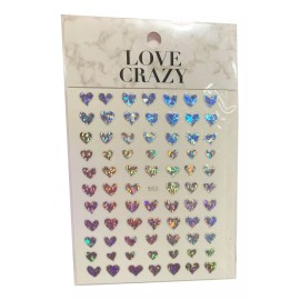 Love Crazy Sticker Pegatina Uñas Nail Art Corazon Tornasol Plantilla
