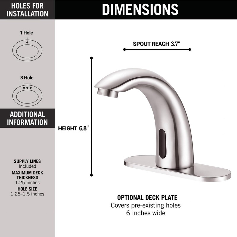 Yodel Faucet Touchless Bathroom Sink Faucet - Automatic Motion Sensor