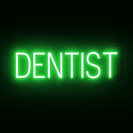 SpellBrite DENTIST Sign | Health & Wellness-Related Signs with Neon Look, Green LED Light | 25.0" x 6.3"