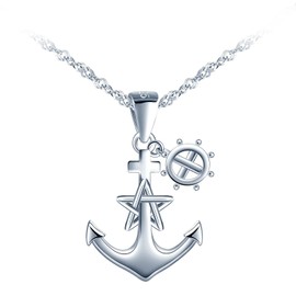 MicLee Necklaces for womens and girls, 925 sterling silver necklace, Classic anchor-star necklace pendant, symbol of courage, protection and strength, Creatives necklaces, silver