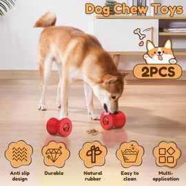 Foribyw 2Pack Indestructible Dog Chew Toy for Aggressive Chewers Large Medium Breed Dog, 2 in 1 Tough Dog Puzzle Toys & Rubber Treat Dispensing Dog Toys, Interactive Slow Feeder Dog Treat Toy