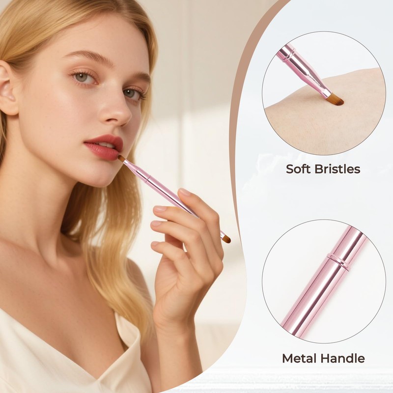 Unaone 2 Pack Lip Brush for Lipstick, Dual-Ended Lip Makeup