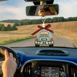 Just Married Car Christmas Ornament 2025, Wedding Gift for Couples, Vintage Blue Beetle Design with Floral Decor (2025)