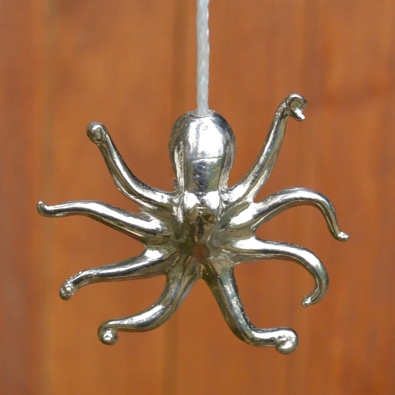 Octopus Light Pull Handle, Pewter Octopus Light Pull Cord Handle,