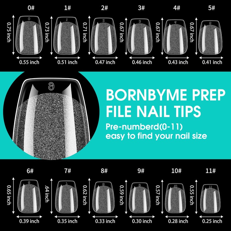 BORNBYME Short Coffin Soft Gel Nail Tips,120PCS Pre Buff Full