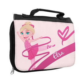 Elsa with Names and Toiletry Washbag with Dancer Girls with Name Washing Toiletries Bag for Children