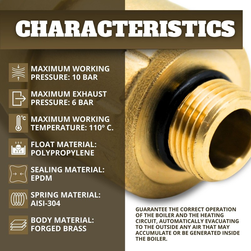 DOJA Barcelona Automatic Quick Bleeder Side Outlet 3/8 Inch Brass