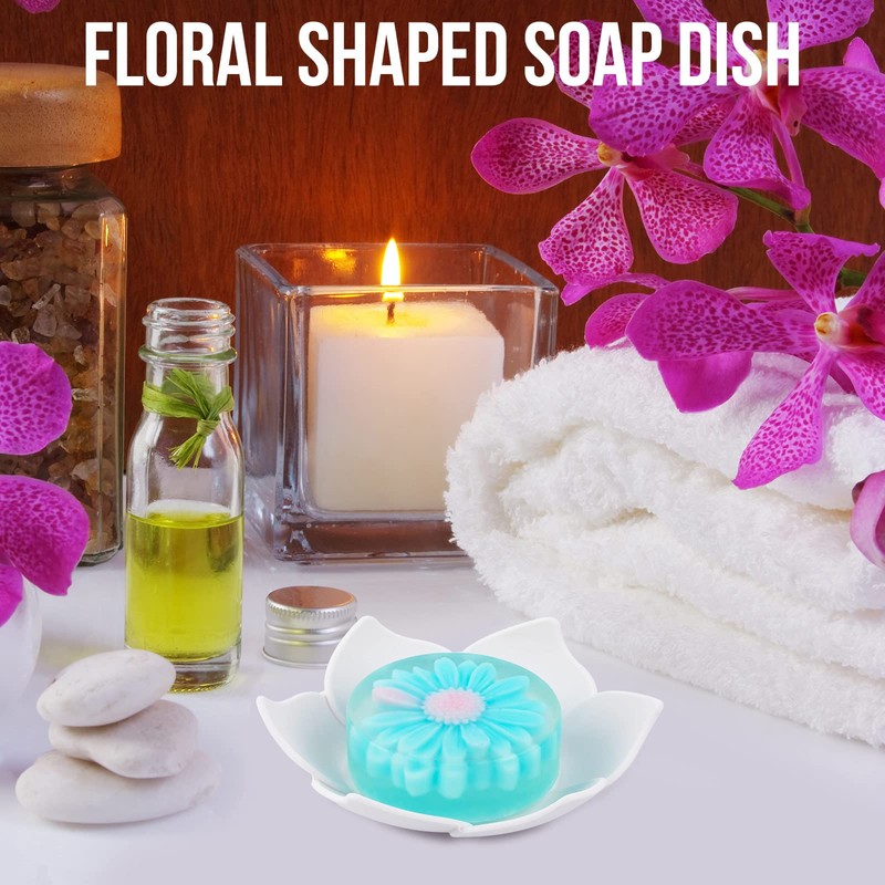Lotus Shower Steamer Tray, Silicone Soap Dish, 4 Pack Lotus