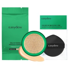 EasyDew EZDew Mela B Toning Ampoule Cushion Foundation Refill 13g + Puff, No. 21 Natural, 1 Piece / 이지듀 멜라 비 토닝 앰플 쿠션 파운데이션 리필 13g + 퍼프, 21호 내추럴, 1개