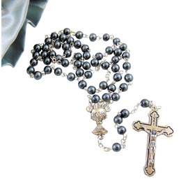 Westman Works First Holy Communion Rosary Beads with Metal Crucifix & Center for Boys Deluxe Set with Gift Bag