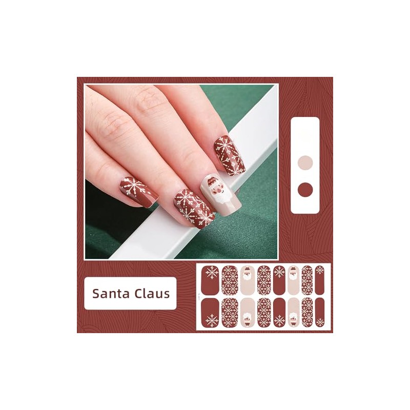 CHANGAR Pegatinas de esmalte de uñas de Navidad con copo
