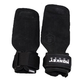 Monkey Power Straps con Callera de Piel, Gym Crossfit Muñequera (Mediano)