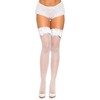 Leg Avenue Women's Lace Top Fishnet Thigh Highs with Bow,