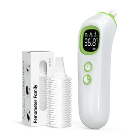 Fever Thermometer Ear with Preheated Probe, Adjustable Comfort Tip, Age Temperature Guide, Night Light & Memory - Baby & Adult