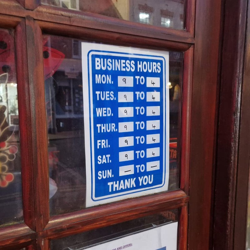 3 x Business Hours Sign Blue High Contrast Opening Closing