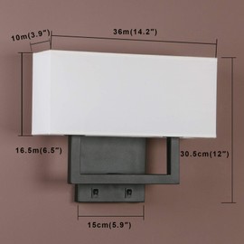 Indoor Bedside Wall Lamp Light, Yosoan 2-Light 1-Pack Vintage Industrial Wall Sconce with Square Fabric Shade for Reading Bedroom Living Room Dinning Room Hotel (Black)