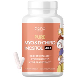 Vegan Myo-Inositol & D-Chiro Inositol Supplement for Women - PCOS Relief, Hormonal Balance, Ovarian Support, Ovulation Support Supplement - Ideal Ratio 40:1-90 Cap - Fertility Supplements for Women