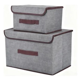 Dos Organizadores De Ropa Plegables De Gran Capacidad Y Un Compartimento Con Asas Para Ropa, Mantas, Colchas, Juguetes, Ropa De Cama Y Libros, O Como Cajas De Almacenamiento (gris)