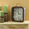 Stonebriar Large Square Rustic Metal Table Top Clock with Handle