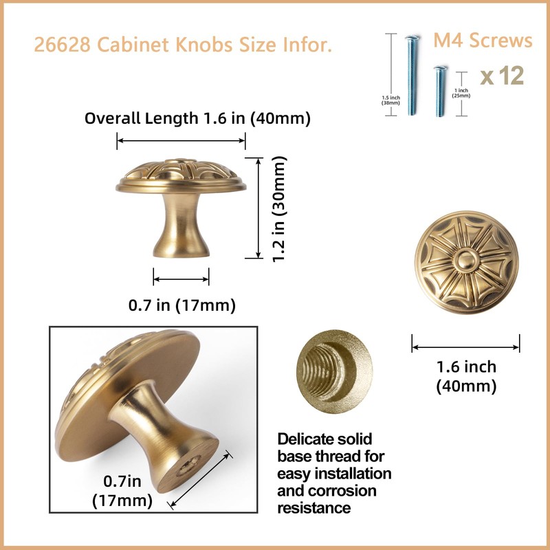 Goo-Ki 6 Pack Champagne Bronze Cabinet Knobs Zinc Alloy Kitchen