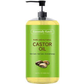 Essentially KateS Castor Oil 16.9 Fl Oz - 100% Pure and Natural, Cold Pressed, and Hexane-Free - Hair Care, Skin Care and Body Care