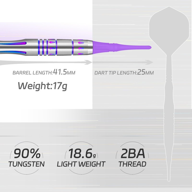 Cyeelife Tungsten Steel Darts Soft Darts-Purple