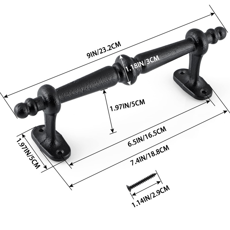 MOLIGOU Barn Door Pull Handle, 9" Heavy Solid Cast Iron