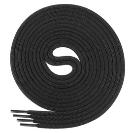 Di Ficchiano Round Shoelaces for Business, Sports and Leather Shoes, Tear-Resistant All-Round Laces, Diameter 3 mm, Lengths 60 cm - 130 cm, 25 Colours Made in Europe, black