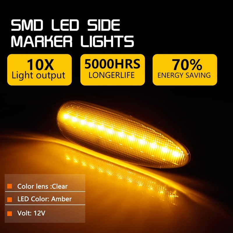 Tonsya Full Amber Led Light White Clear Lens kit Compatible