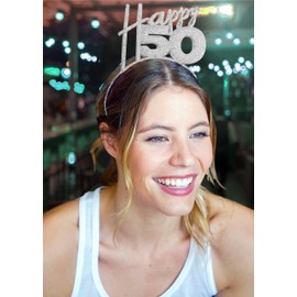 RhinestoneSash 50th Birthday Sash Gift Set - SET OF 2: Silver Happy 50 Headband & It's My Birthday Silver Sparkle Sash - Set(Hap50 ItMBdy) SLV