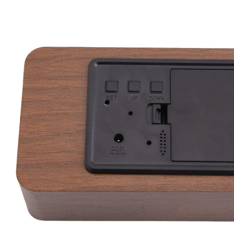 Alarm Clock Electronic Digital Wooden LED Large Display USB Alarm