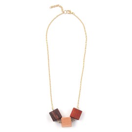 collezione alessandro Short Necklace Shari with Wooden Cubes, Wood