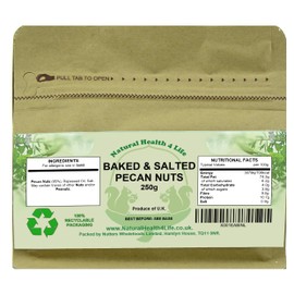 Natural Health 4 Life Snack Nut Baked and Salted Pecan Nuts 250 g in Recyclable Pouch (1 Pouch)