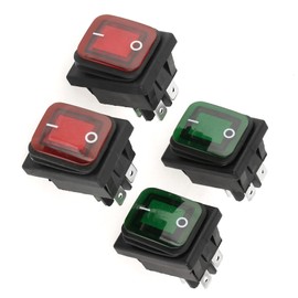 Changor 4pcs/set 220V Rocker Switch, 2 Position Waterproof Dustproof ON-OFF 4 Pin Electrical Equipment to Replace the Broken One