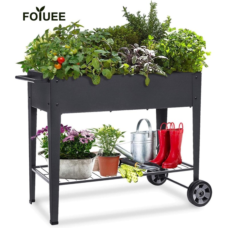 FOYUEE Raised Planter Box with Legs Outdoor Elevated Garden Bed