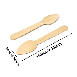 Honbay 100PCS Disposable Mini Taster Spoons Wooden Ice Cream Dessert Spoons Wood Cutlery for Food Trucks Parties and Events (4.33")