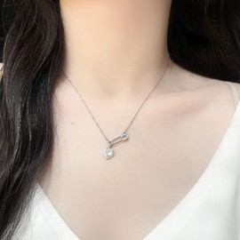 ALRNBY Silver Safety Pin Necklace for Women Dainty White Heart CZ Pendant Choker Necklace Punk Hip Hop Rock Necklace Vintage Jewelry Gift Valentine's Day