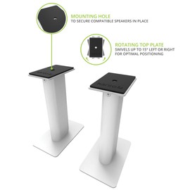 Kanto SP9W Desktop Speaker Stands for Small/Medium Bookshelf Speakers & Compact/Mid-Size 2”-4” Studio Monitors 8.3" Tall Pair White