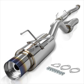 PM PERFORMOTOR 4.5" Burnt Tip Muffler Racing Catback Exhaust Compatible with 92-95 Honda Civic DX/EH2/EH3
